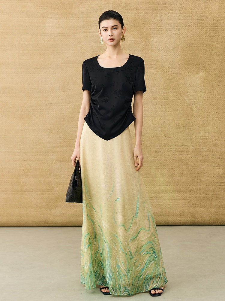 HECO Chinese Style Gradient Print Summer Temperament Charm Skirt - ZADE.