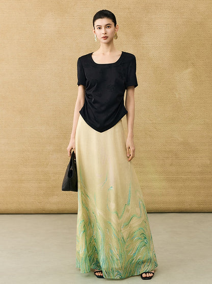 HECO Chinese Style Gradient Print Summer Temperament Charm Skirt - ZADE.