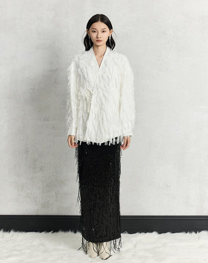 HECO Three-dimensional Tassel Fashion Top Shirt Women - flesh.