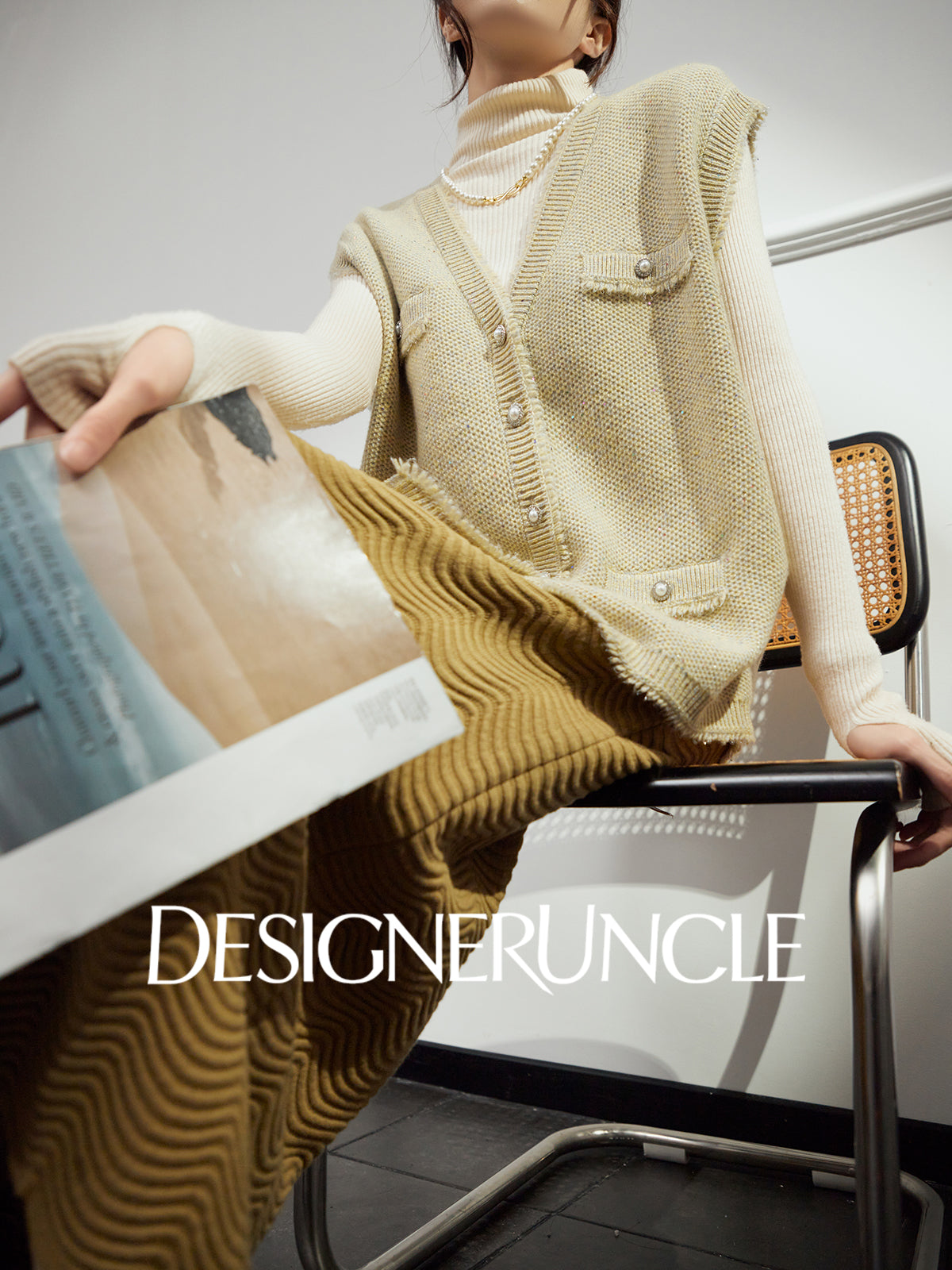 DGU Chick Yellow New Light Luxury Small Fragrance Versatile Design Sleeveless Top - Georgia.