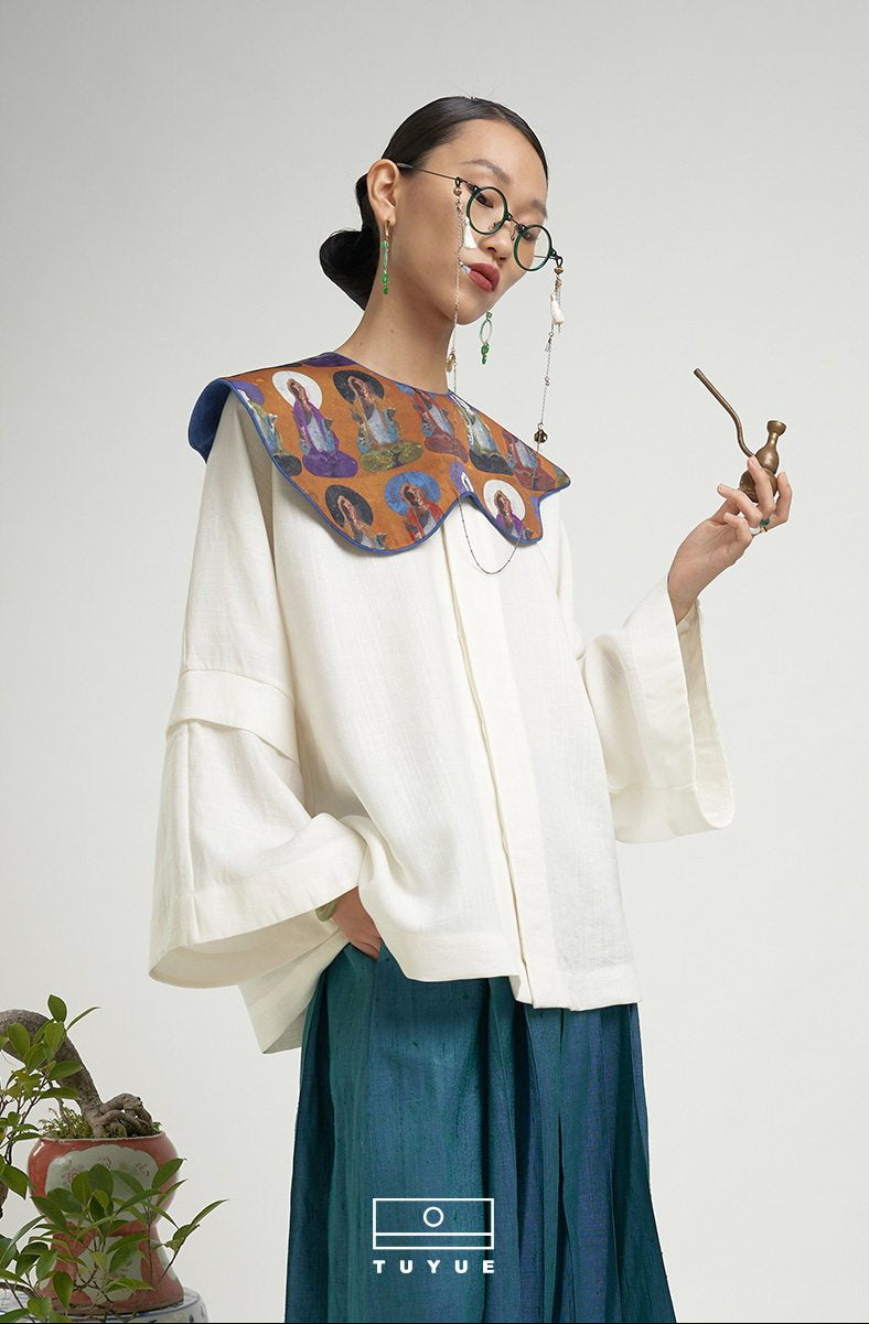 TUYUE Dunhuang Mural Print Cloud Shoulder- SHAYLA.