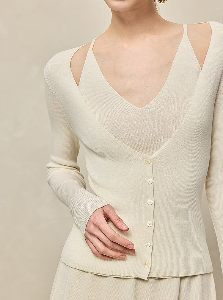 HECO Two Layered Knitted Long Sleeve Tops for Women - LIFE.