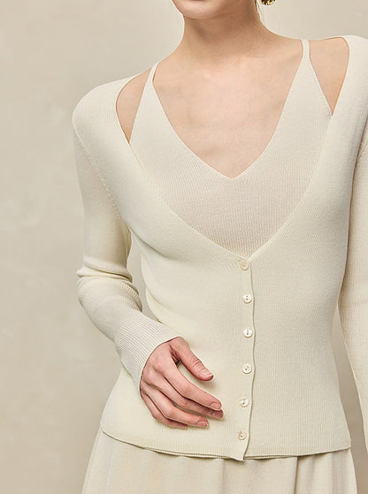 HECO Two Layered Knitted Long Sleeve Tops for Women - LIFE.