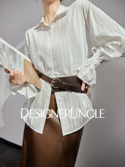 DGU "Hibiscus" white new design loose commuting versatile slimming top - ARCANE.