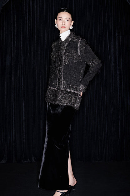 M essential Mackay designer Yingyun knitted copper-beaded woollen cardigan - zain.