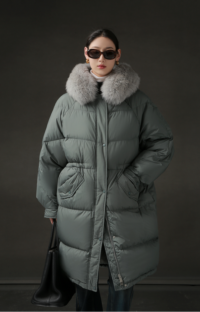 PIAOIN Korean Edition Casual Long Down Thickened Hooded Coat Versatile Jacket-TIA