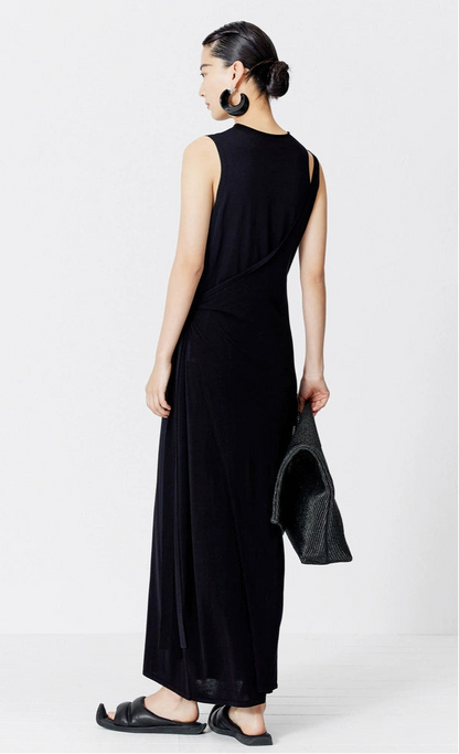 ZHUCHONGYUN Black Hollow Silk Cotton Knitted Dress--EIN.