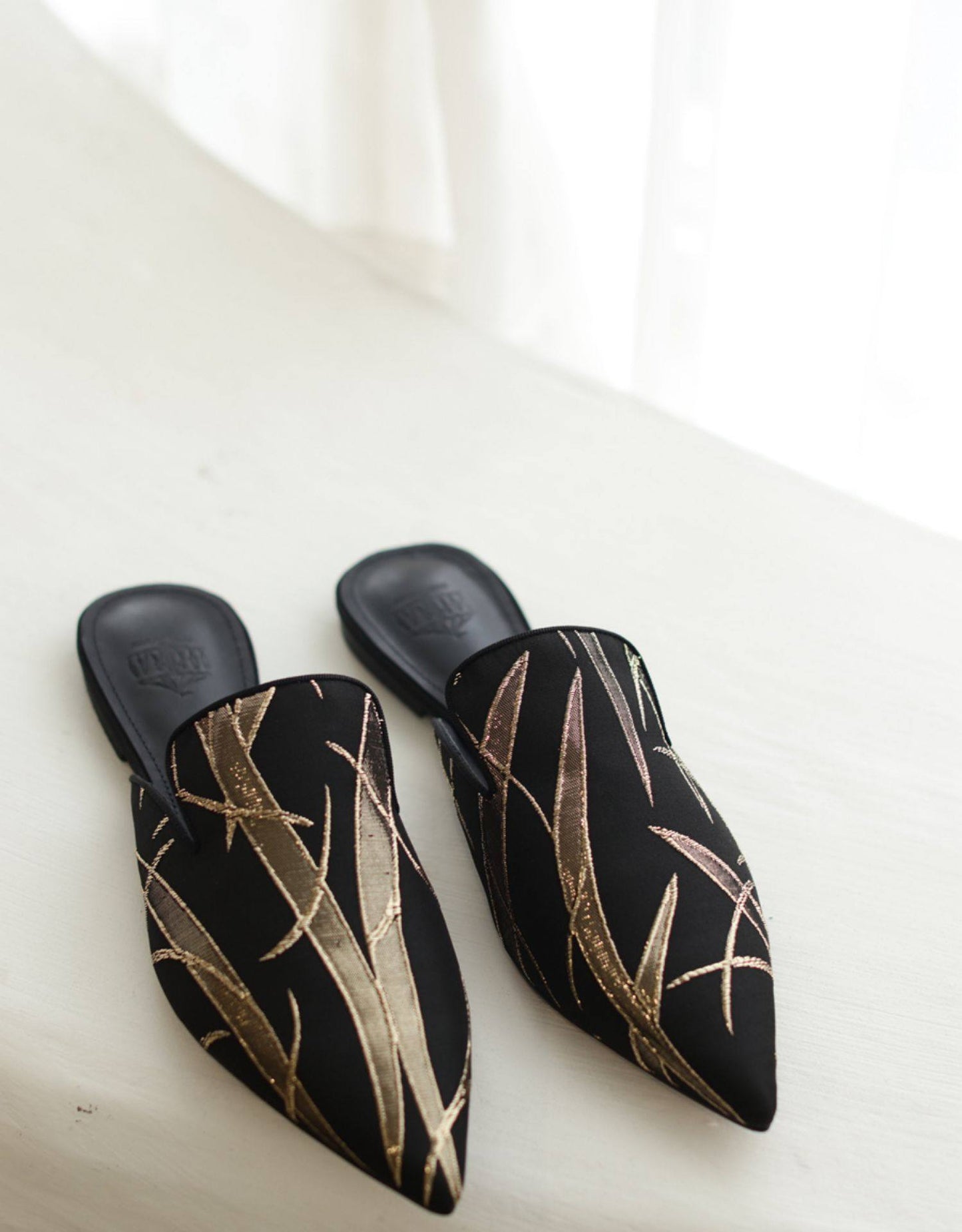 B-FEI Japanese classical pointed toe flat bottom satin slippers-SOPH.