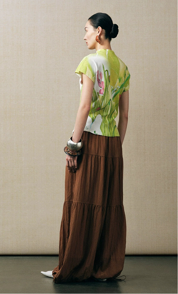 ZHUCHONGYUN flower language love paper printed short-sleeved knitted top--AUTIM.