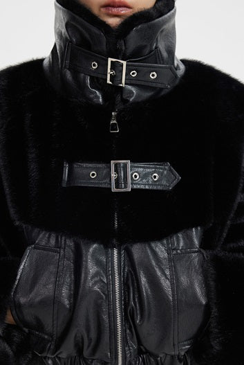TINY IN fur short collar black coat-DANTE