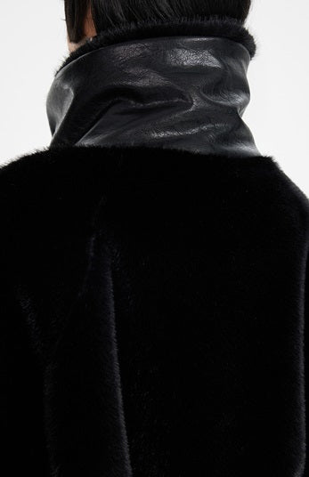 TINY IN fur short collar black coat-DANTE