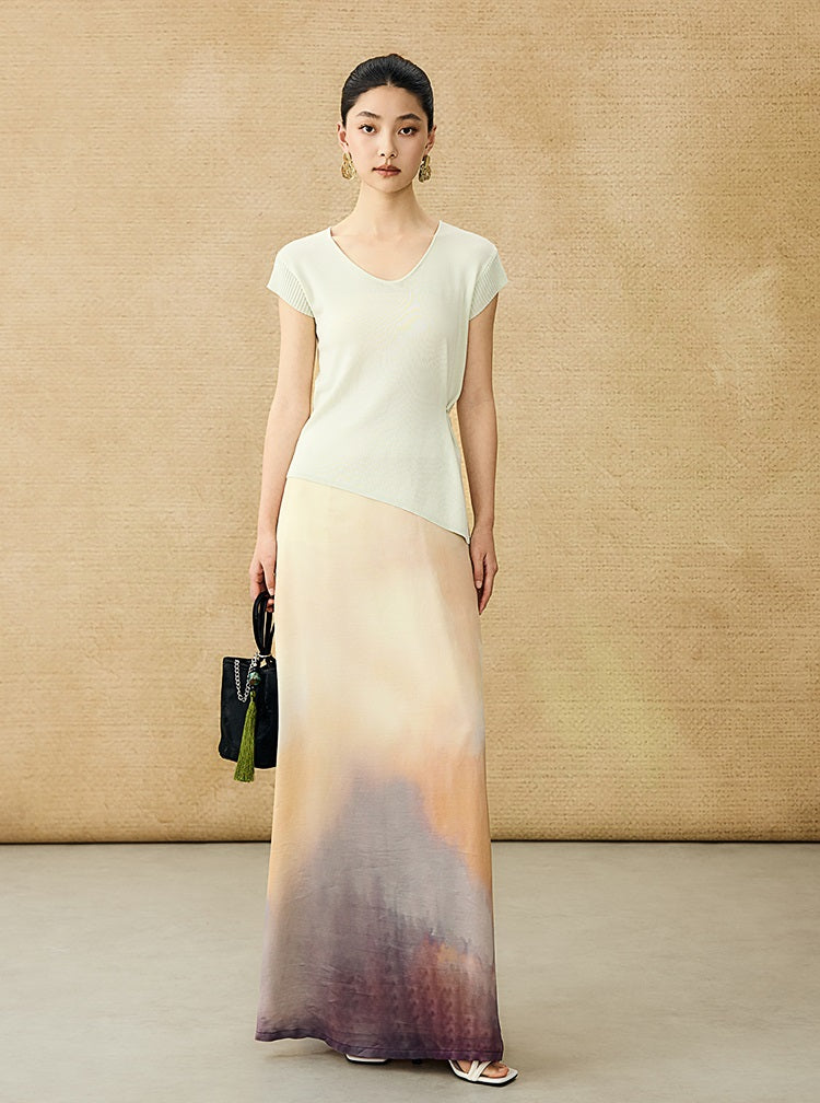 HECO Chinese Versatile Beveled Side Buckle V-Neck Knit Top - BREA.