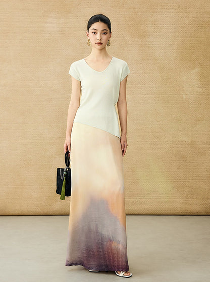 HECO Chinese Versatile Beveled Side Buckle V-Neck Knit Top - BREA.