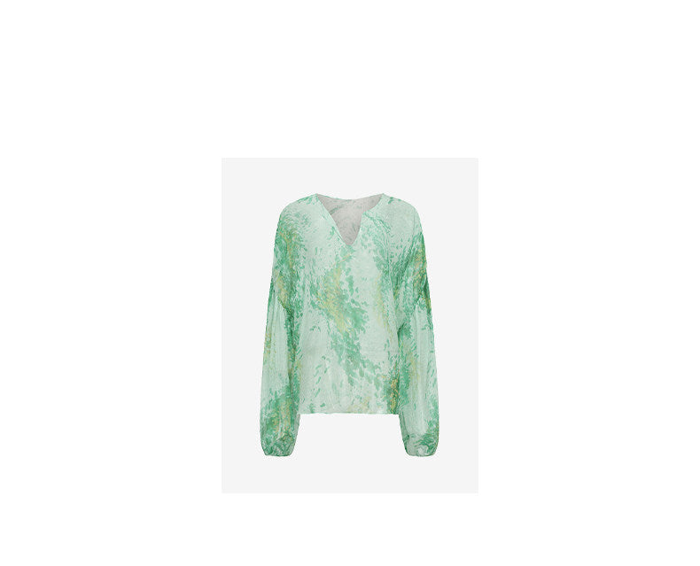ATELIER MISS LU print mulberry silk irregular top - MARK