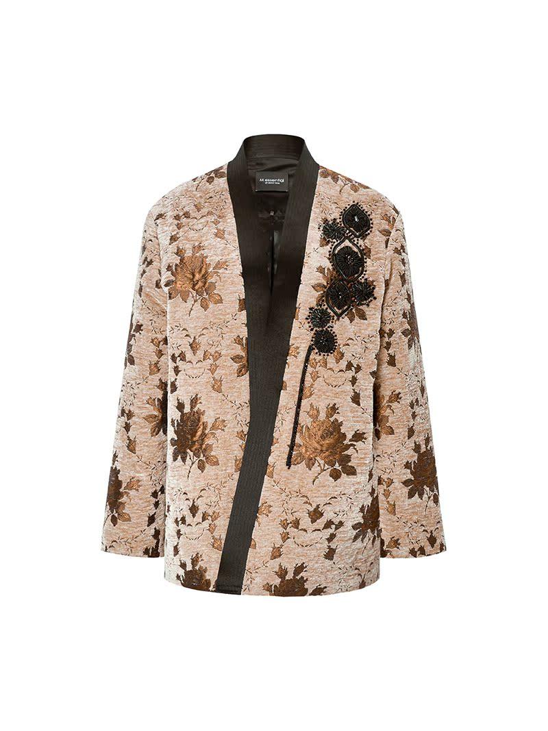 M essential Mackay designer Drop coffee jacquard crochet embroidered  jacket - stans apere