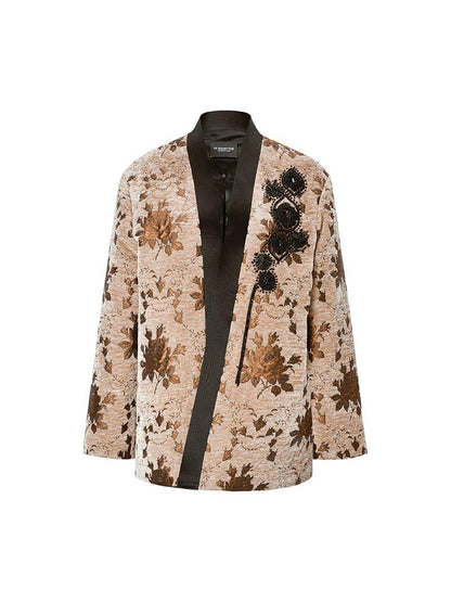M essential Mackay designer Drop coffee jacquard crochet embroidered  jacket - stans apere