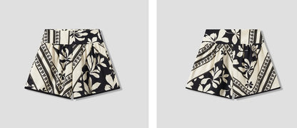 COMME MOI printed tassel black and white print waist suit  - AURORA.