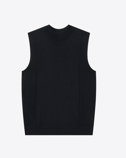 COMME MOI Lu Yan designer new women's black turtleneck wool knitted vest - MONEY.