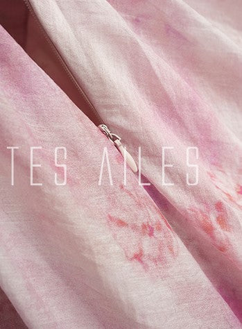 LE VENT&TES AILES Sakura Tencel Smudge Slip Skirt Loose Top Handmade-BECCA