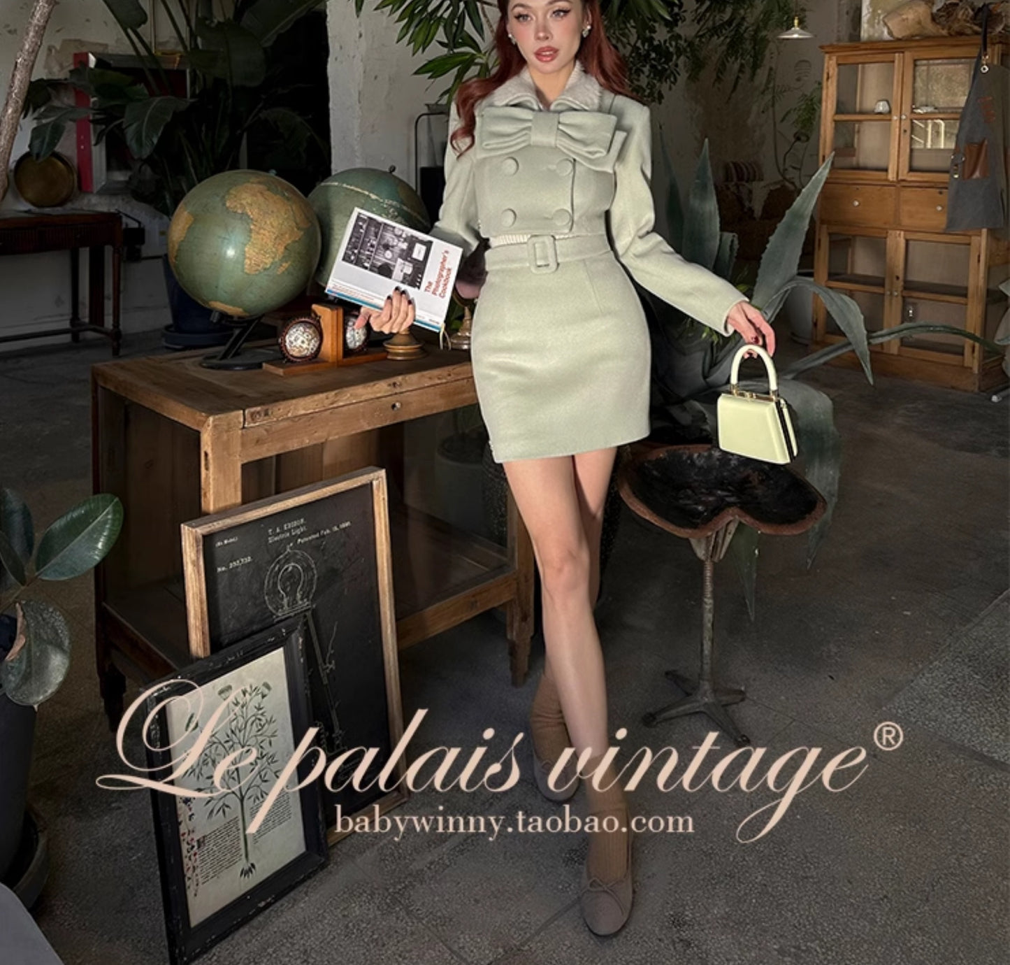 Le Palais Vintage Elegant cropped jacket with large lapel + high-waisted corporate hip suit skirt-Merritt.