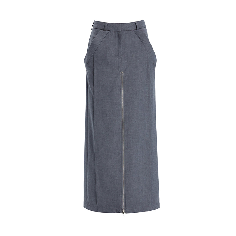 TINY IN zippered slit long straight legs structured seams low waist skirt -TENDO