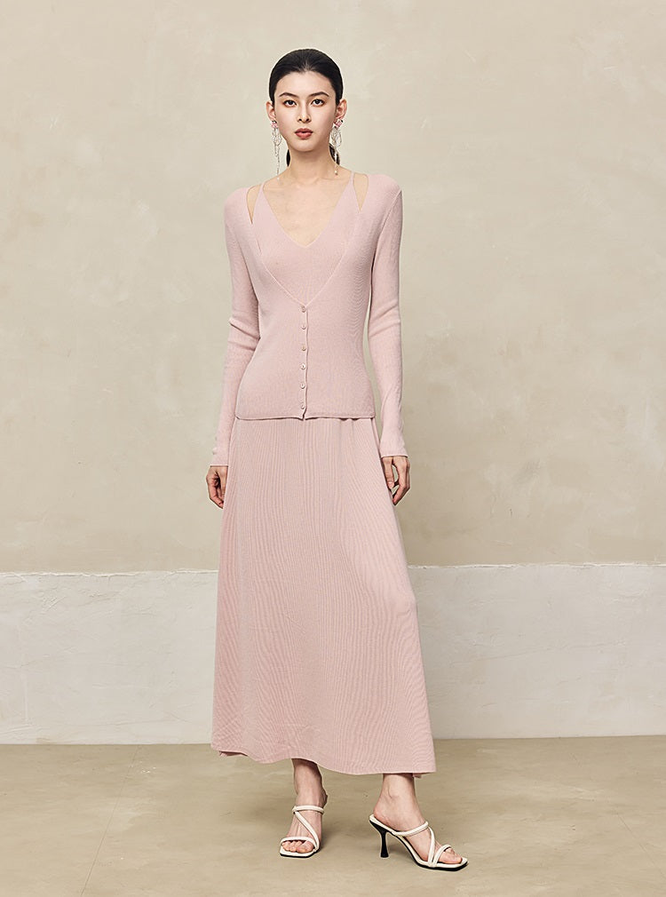 HECO Two Layered Knitted Long Sleeve Tops for Women - LIFE.