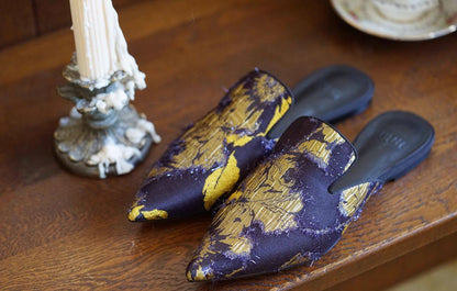 B-FEI rich and elegant special fabric flower flat mules-HASHI.