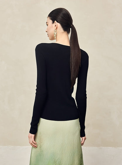 HECO Two Layered Knitted Long Sleeve Tops for Women - LIFE.