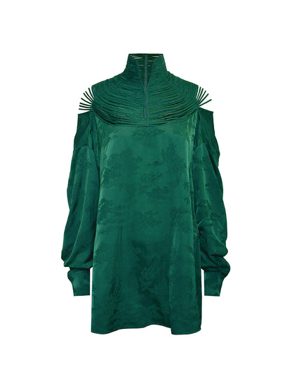 M essential Mackay designer Jacquard dense stand string neck top dress skirt pant set - Asaha