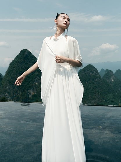 HECO Chinese Style Spell Receiving Waist Sleveless Dress - SIMMER.