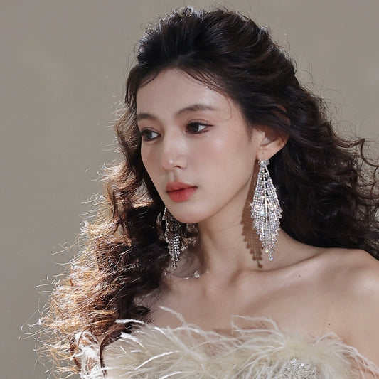 DOLLY Luxury Sliver Super Large Full Diamond Earrings-SANDY