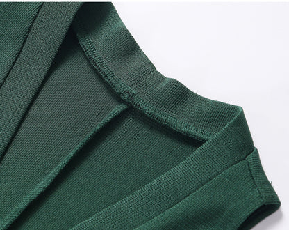 WANGXO |Vertical-Cut Acetate Double-Sided Threaded Halterneck Knitted Top -VELA
