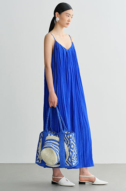 COMME MOI  summer new beach slip blue dress - PHILIP.