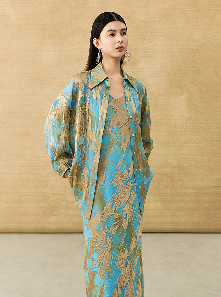HECO Chinese National Style Burning Flower Slightly Transparent shirt- STROK.