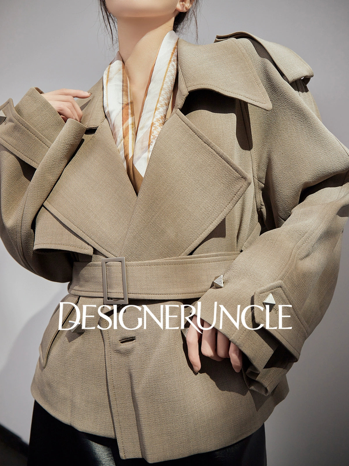 DGU "Goose Shadow" gray British style mid-length slimming jacket - RCANE.