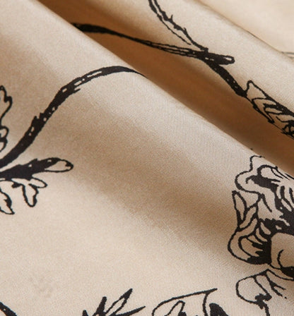 M essential Wise & Elegant Relaxed Resort Silk Flowing Streamer Print Skirt-SELVARA.