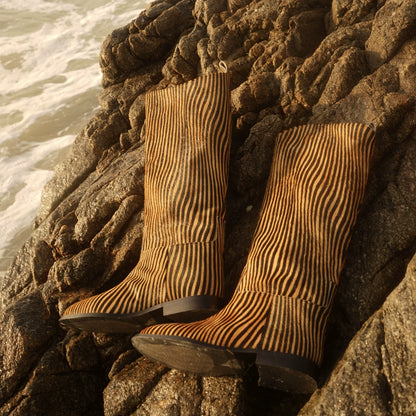 B-FEI Gold Stripe High Boots-MICHI.