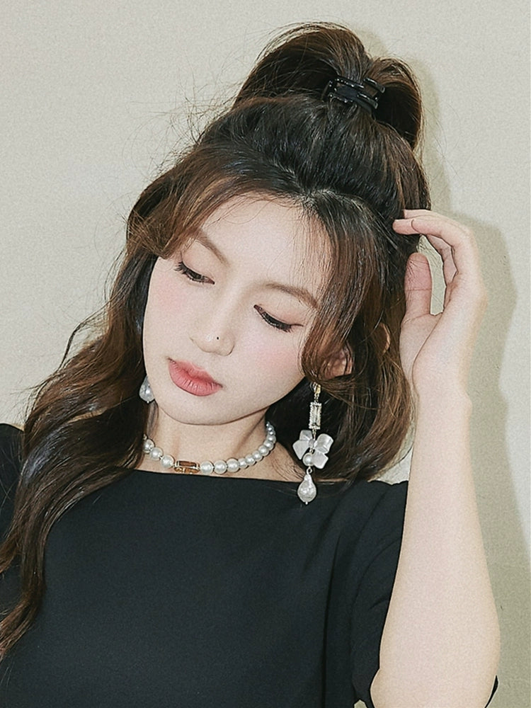 DOLLY Luxury Pretty Retro Style Bow Diamond Tassel Chic Earrings-EDITA