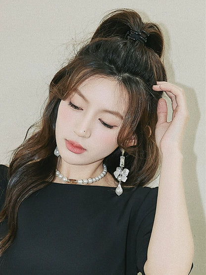 DOLLY Luxury Pretty Retro Style Bow Diamond Tassel Chic Earrings-EDITA