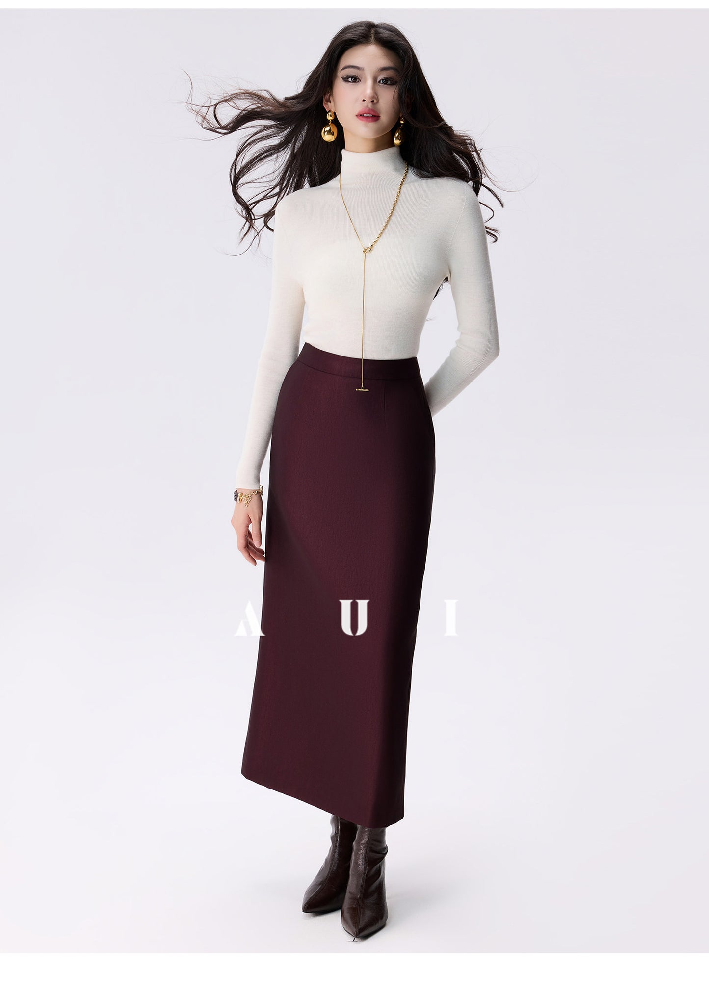AUI Black Professional  Suit High-Waisted Slim Straight Leg Pants - Jun