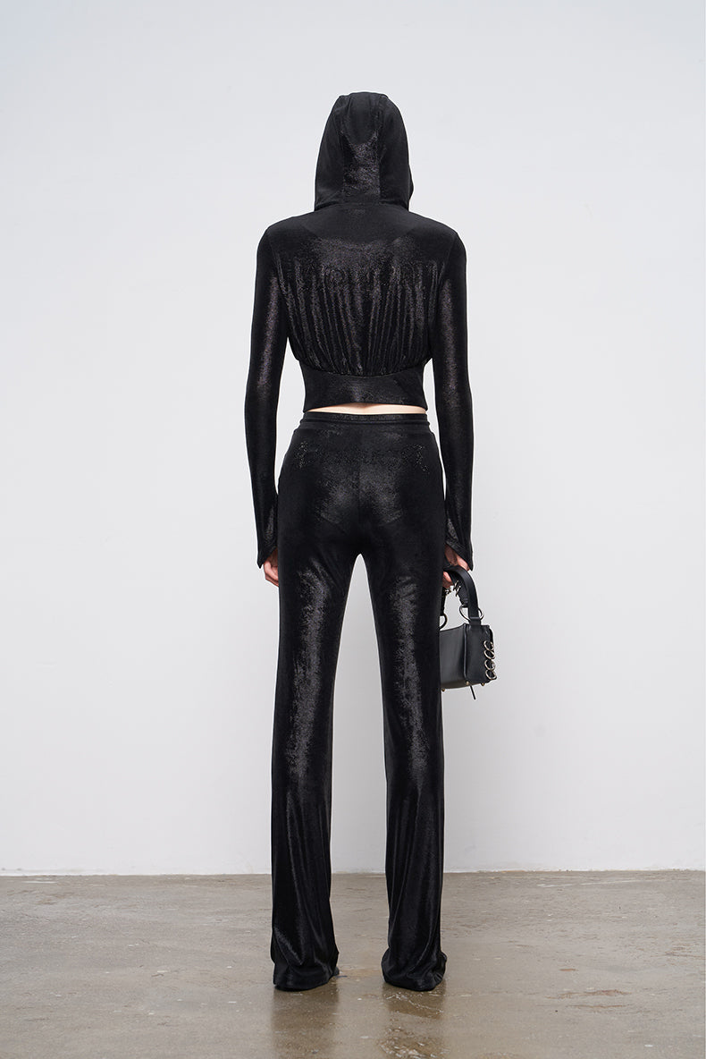 ANNAKIKI designer style back logo hot diamond waist hooded jacket-DAIKI