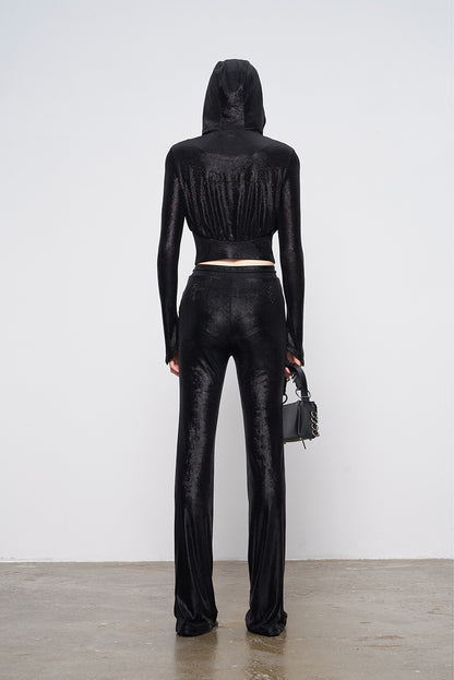 ANNAKIKI designer style back logo hot diamond waist hooded jacket-DAIKI