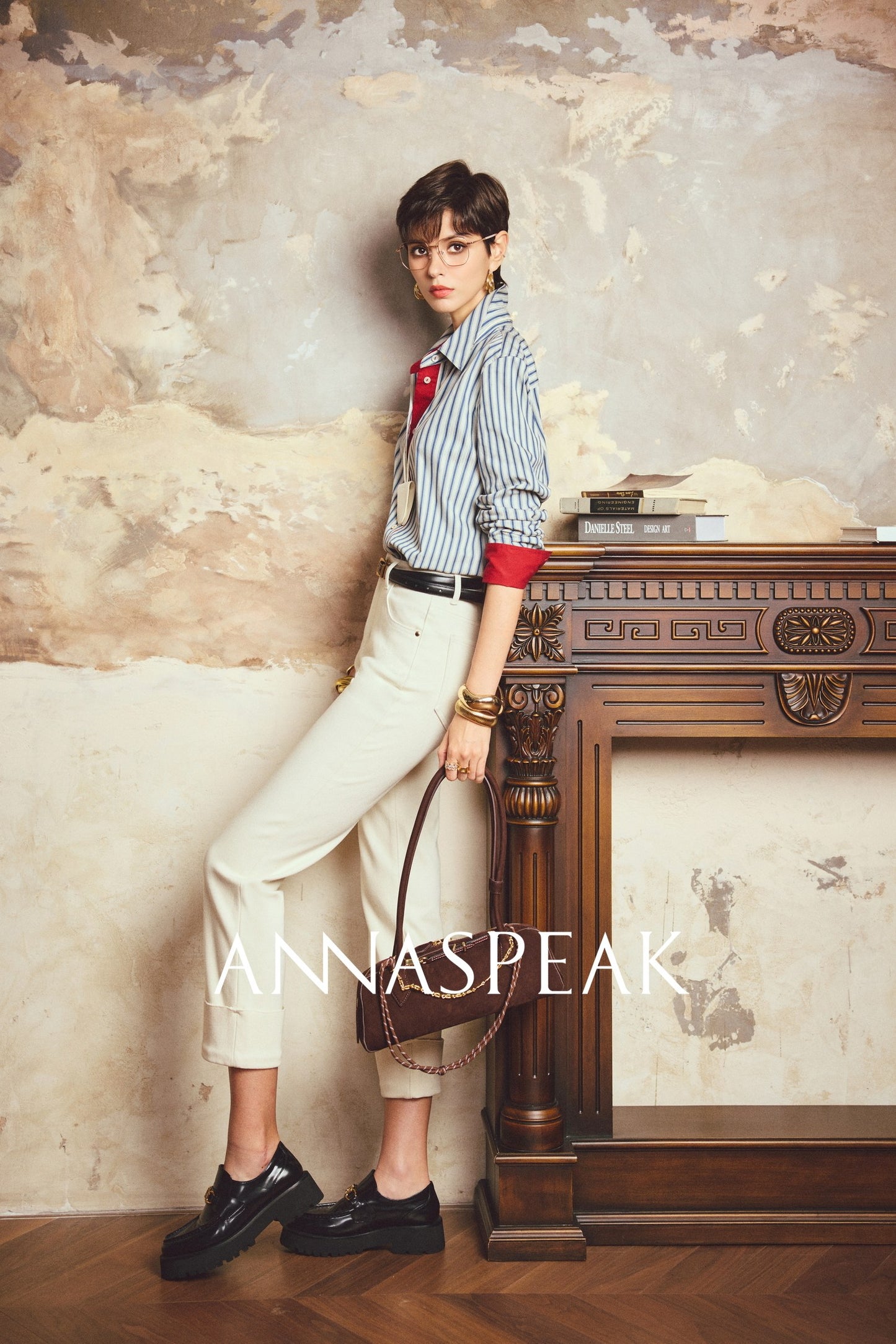 ANNASPEAK leg-shaped slightly elastic cropped straight micro-tapered pants jeans-JAG.