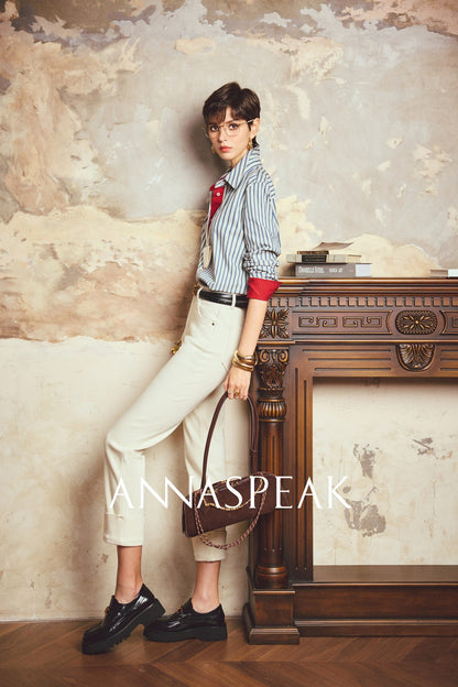 ANNASPEAK leg-shaped slightly elastic cropped straight micro-tapered pants jeans-JAG.