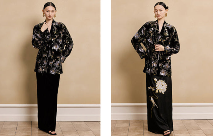 HECO velvet bottom plant embroidery sequin  JACKET - AMAYA.