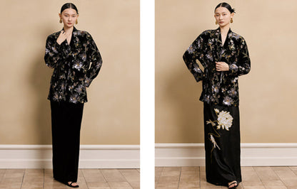 HECO velvet bottom plant embroidery sequin  JACKET - AMAYA.