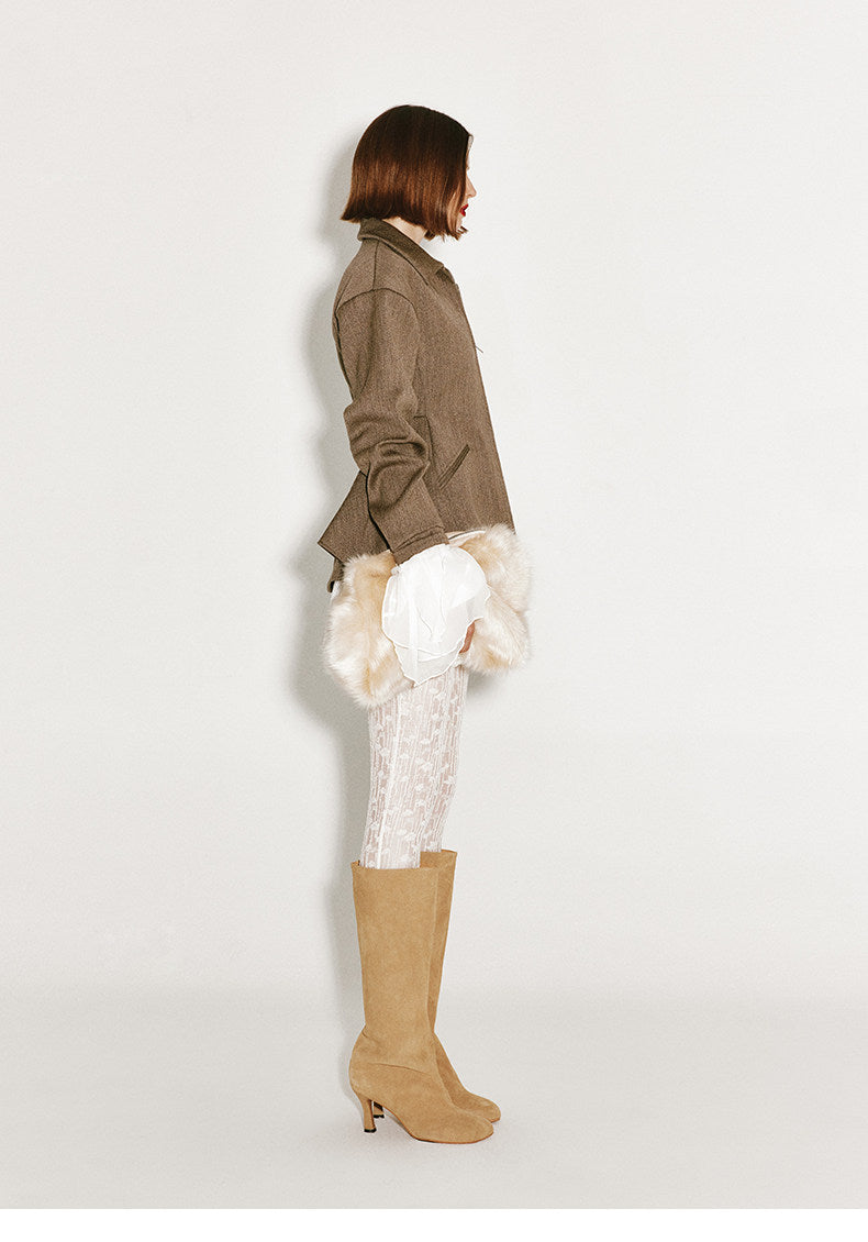 ATELIER MISS LU Fall/Winter Sheep Wool Texture Slightly Sheer Leggings - NARCISSA