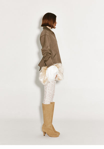 ATELIER MISS LU Fall/Winter Sheep Wool Texture Slightly Sheer Leggings - NARCISSA