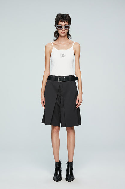 ANNAKIKI Casual Underwear Pleated Twill Simple Medium Pants-ROXIANNA