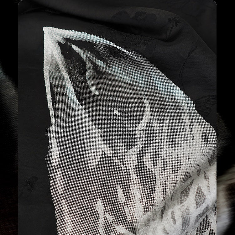 HECO Chinese Art Butterfly Print Swing Neck T-Shirt Waist Slim Top - CONJOR .